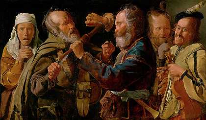 音乐家的争吵，1630年`The Musicians\’ Brawl, 1630 by Georges de La Tour