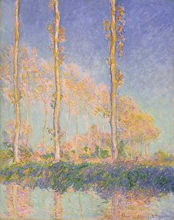 杨树`Poplars (1891) by Claude Monet