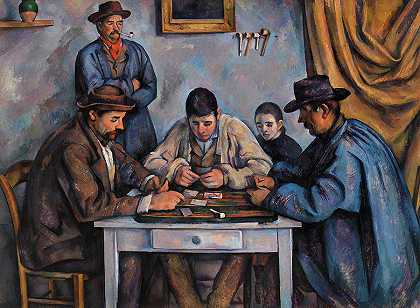 纸牌玩家，纸牌玩家，1890-1892年`The Card Players, Les Joueurs de Cartes, 1890-1892 by Paul Cezanne