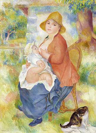 母亲在照顾她的孩子，雷诺阿夫人和儿子`Mother Nursing her Child, Madame Renoir and Son by Pierre-Auguste Renoir