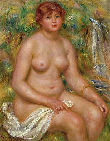戴手镯的游泳者，安德烈`Bather with Bracelet, Andree by Pierre-Auguste Renoir