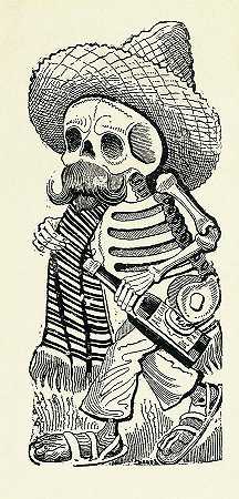 卡拉维拉·马德里斯塔，弗朗西斯科·马德罗的骨架`Calavera Maderista, Skeleton of Francisco Madero by Jose Guadalupe Posada