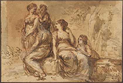 风景中的五位年轻女性`Five Young Women in a Landscape (1702–88) by Francesco Zuccarelli