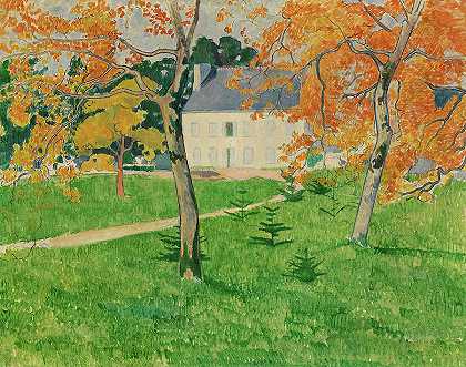 林间小屋，阿文桥，约1888年`House among Trees, Pont-Aven, c. 1888 by Emile Bernard