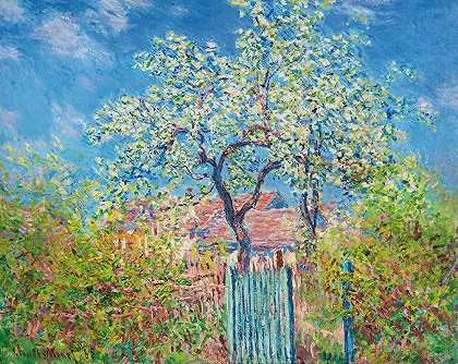 盛开的梨树`Poirier En Fleurs (1885) by Claude Monet