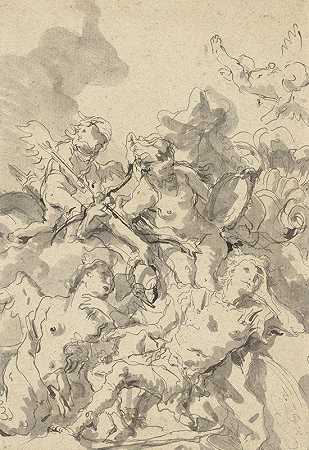 里纳尔多被迷住了`Rinaldo Enchanted by Armida (mid~18th–late 18th century) by Armida by Giovanni Domenico Tiepolo