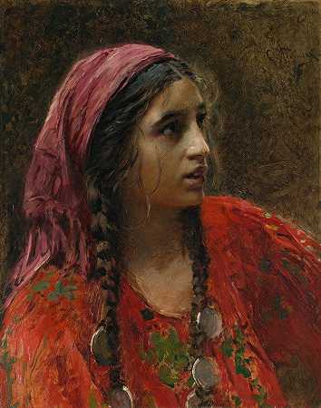 吉普赛人`Gypsy by Konstantin Egorovich Makovsky