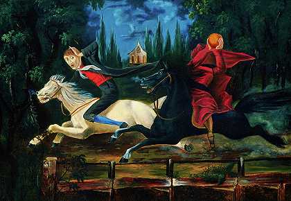 伊卡博德起重机和无头骑士`Ichabod Crane and the Headless Horseman by William John Wilgus