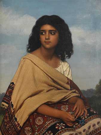 莫扎，吉普赛女人`Moza, the Gypsy woman (1880) by Joseph Henri François van Lerius