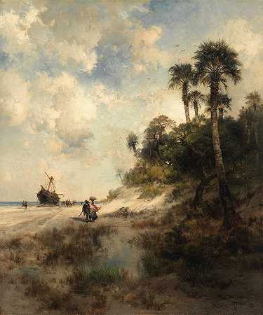 佛罗里达州乔治堡岛`Fort George Island, Florida (1878) by Thomas Moran