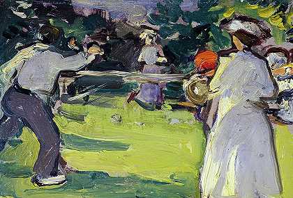 网球比赛，卢森堡花园，1906年`Game of Tennis, Luxembourg Gardens, 1906 by Samuel John Peploe