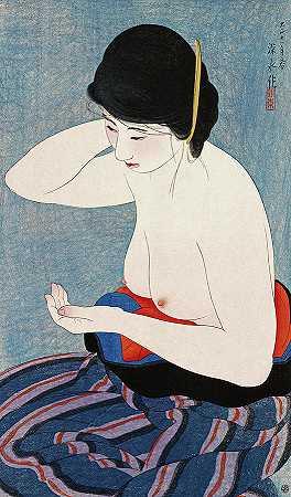 施粉，1922年`Applying Powder, 1922 by Ito Shinsui