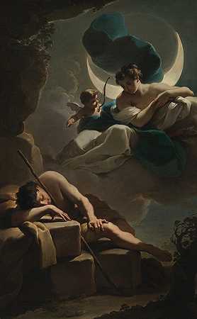 赛琳娜和恩迪米恩`Selene and Endymion (circa 1770) by Ubaldo Gandolfi