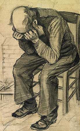 疲惫，在永恒之门，1882年`Worn Out, At Eternity\’s Gate, 1882 by Vincent van Gogh
