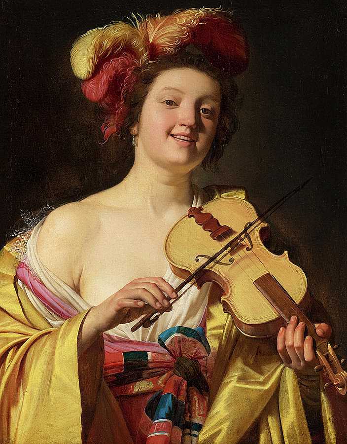小提琴手，1626年`The Violin Player, 1626 by Gerrit van Honthorst