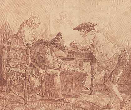 工作室里的年轻艺术家`Young Artists in the Studio (ca.1763~65) by Hubert Robert