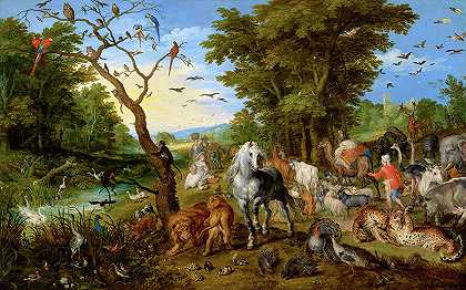 动物进入诺亚方舟`The Entry of the Animals into Noah\’s Ark by Brueghel