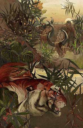 《丛林中的谢尔·汗》，丛林书，1903年`Shere Khan in Jungle, The Jungle Book, 1903 by Rudyard Kipling