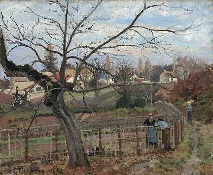 篱笆`The Fence (1872) by Camille Pissarro