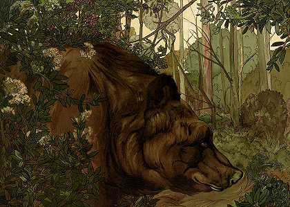 森林中的巴鲁，《丛林之书》，1903年`Baloo in the Forest, The Jungle Book, 1903 by Rudyard Kipling