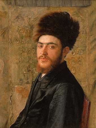 戴皮帽的男人`Man With Fur Hat (circa 1910) by Isidor Kaufmann
