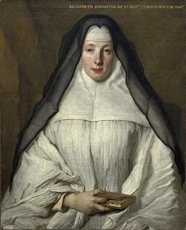 伊丽莎白·思罗克莫顿，英国奥古斯丁夫人教团女教士`Elizabeth Throckmorton,Canoness of the Order of the Dames Augustines Anglaises (1729) by Nicolas de Largillière