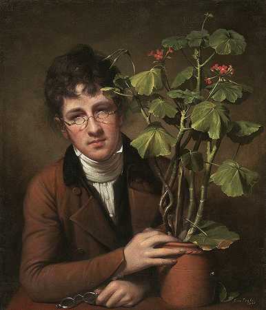 鲁本斯带着天竺葵`Rubens Peale with a Geranium (1801) by Rembrandt Peale