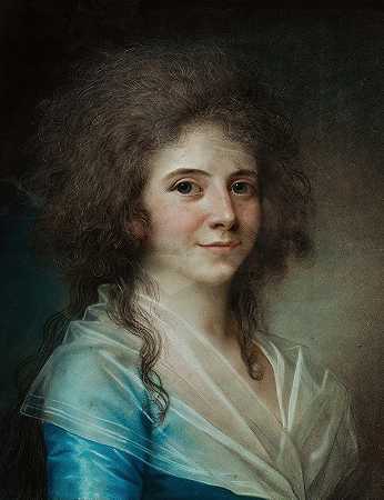 威廉·贝尔图奇的肖像，候补夫人`Portrait Of Wilhelmine Bertouch, Lady~In~Waiting (1790s) by Jens Juel
