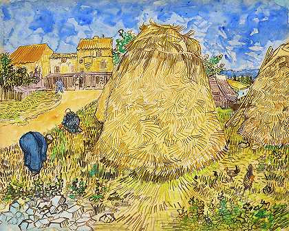 麦垛`Meules de ble, Wheat Stacks by Vincent van Gogh