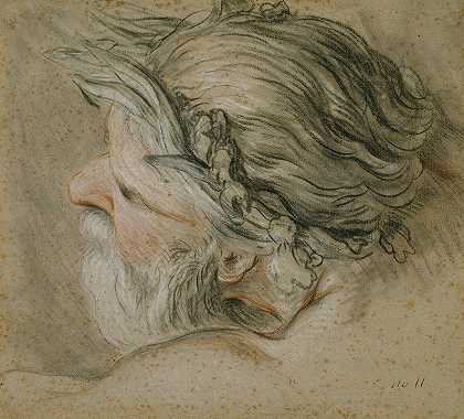 海神的头`Head of a Sea God (1730~1740) by Charles-Joseph Natoire