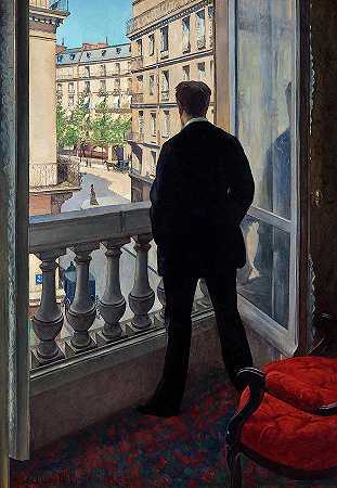 年轻人站在窗前`Young Man at His Window by Gustave Caillebotte