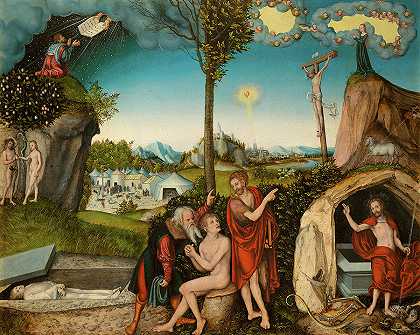 法律与恩典，1529年`Law and Grace, 1529 by Lucas Cranach the Elder