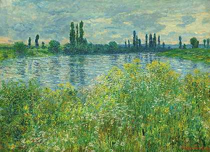 塞纳河畔，维特维尔，1880年绘制`Banks of the Seine, Vetheuil, Painted in 1880 by Claude Monet