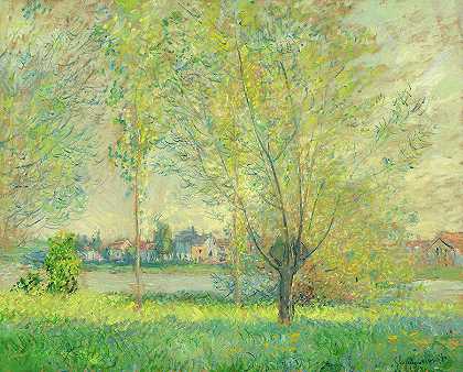 1880年绘制的《柳树》`The Willows, Painted in 1880 by Claude Monet