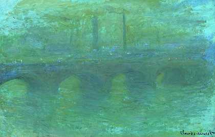 滑铁卢桥，伦敦，黄昏，1904年`Waterloo Bridge, London, Dusk, 1904 by Claude Monet