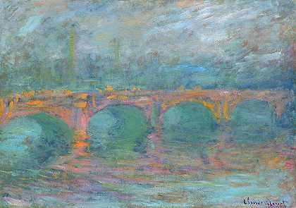 滑铁卢桥，伦敦，日落时分，1904年`Waterloo Bridge, London, at Sunset, 1904 by Claude Monet