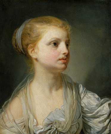 穿白裙子的女孩`Girl in a White Dress (c.1765) by Jean-Baptiste Greuze