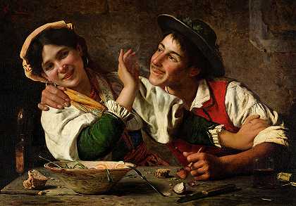 求爱，·Courtship, 19th Century by Oreste Costa