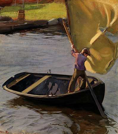 男孩与帆，1902年`Boy and Sail, 1902 by Magnus Enckell