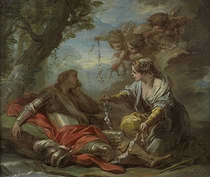 雷那多和亚美达`Rinaldo and Armida (1730s) by Charles-André van Loo
