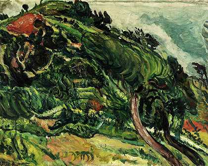 风中有树的风景，1919年`Landscape with Trees in the Wind, 1919 by Chaim Soutine