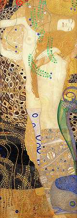 水蛇，朋友们`Water Serpents, Friends by Gustav Klimt