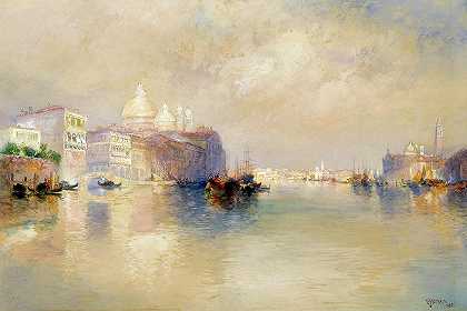 威尼斯风景，1887年`View of Venice, 1887 by Thomas Moran