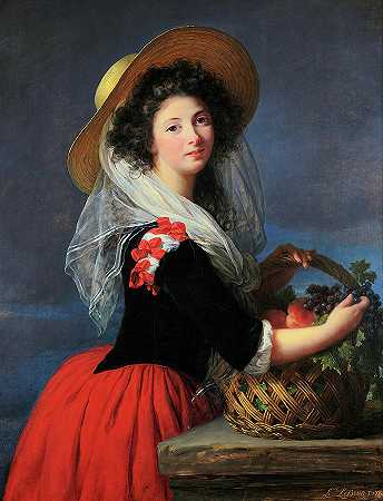 玛丽·加布里埃尔·德格拉蒙特肖像，卡德鲁斯伯爵夫人，1784年`Portrait of Marie-Gabrielle de Gramont, Comtesse de Caderousse, 1784 by Elisabeth Vigee Le Brun