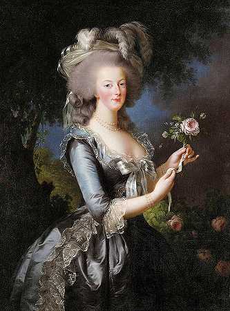 玛丽·安托瓦内特与玫瑰，1783年`Marie-Antoinette with the Rose, 1783 by Elisabeth Vigee Le Brun