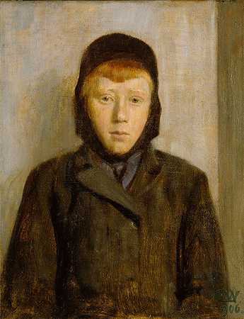 年轻的红头发男孩。`Ung, rødhåret gutt (1906) by Erik Werenskiold