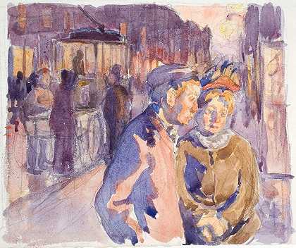 来自Enghavej。傍晚`Fra Enghavevej. Aften (1905 – 1910) by Peter Hansen