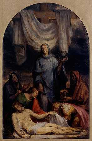 基督从十字架上降下来`Le Christ descendu de la Croix (1856) by Sébastien Melchior Cornu