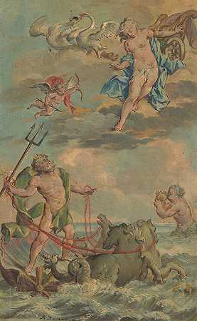 维纳斯要求海王星阻止泰勒马科斯登陆伊萨卡`Venus verzoekt Neptunus te verhinderen dat Telemachus zal landen op Ithaca (c. 1719 ~ 1775) by Rienk Keyert