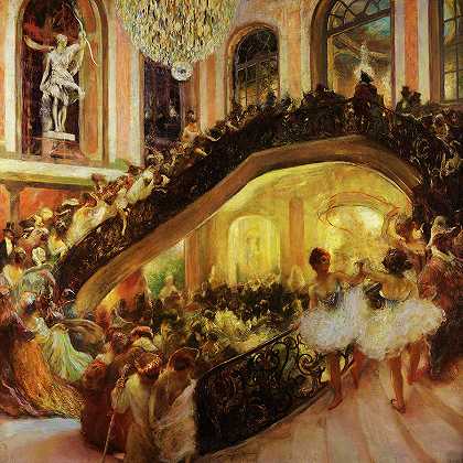 大歌剧院化妆舞会`The Masquerade Ball, Grand Opera House by Gaston La Touche